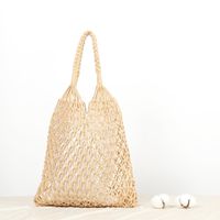 Women's Basic Solid Color Cotton Rope Shopping Bags sku image 2