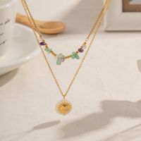 Ig Style Round Stainless Steel Plating Natural Stone Titanium Steel 18k Gold Plated Necklace main image 5
