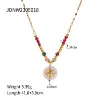 Ig Style Round Stainless Steel Plating Natural Stone Titanium Steel 18k Gold Plated Necklace sku image 1