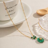 Ig Style Simple Style Oval Stainless Steel Malachite Plating 18k Gold Plated Pendant Necklace main image 2
