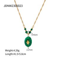 Ig Style Simple Style Oval Stainless Steel Malachite Plating 18k Gold Plated Pendant Necklace sku image 1
