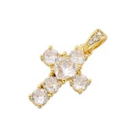 Luxurious Cool Style Cross Copper Inlay Zircon 18k Gold Plated Charms main image 4