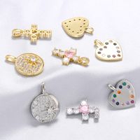 Luxurious Cool Style Cross Copper Inlay Zircon 18k Gold Plated Charms main image 1