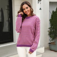 Women's Sweater Long Sleeve Sweaters & Cardigans Casual Stripe sku image 6