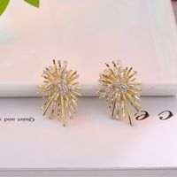 1 Pair Elegant Exaggerated Fireworks Inlay Copper Zircon Ear Studs main image 5
