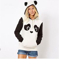 Women's Leather Jacket Long Sleeve Hoodies & Sweatshirts Printing Cute Panda main image 2