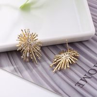 1 Pair Elegant Exaggerated Fireworks Inlay Copper Zircon Ear Studs main image 1