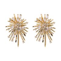 1 Pair Elegant Exaggerated Fireworks Inlay Copper Zircon Ear Studs main image 3