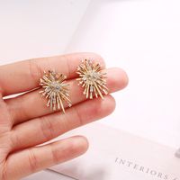 1 Pair Elegant Exaggerated Fireworks Inlay Copper Zircon Ear Studs main image 2