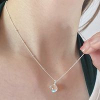 Simple Style Round Sterling Silver Moonstone Pendant Necklace In Bulk main image 2