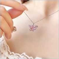 Sweet Heart Shape Copper Inlay Artificial Diamond Pendant Necklace main image 5