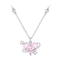 Sweet Heart Shape Copper Inlay Artificial Diamond Pendant Necklace main image 3