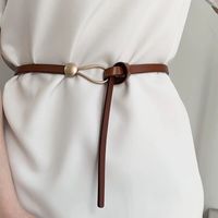 Simple Style Solid Color Pu Leather Alloy Women's Leather Belts main image 1