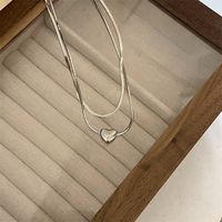 Einfacher Stil Herzform Titan Stahl Geschichtete Halskette main image 5