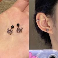 1 Pair Ig Style Cool Style Heart Shape Spider Plating Inlay Alloy Rhinestones Ear Studs main image 1