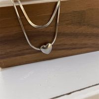 Simple Style Heart Shape Titanium Steel Layered Necklaces main image 1