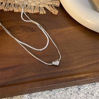 Simple Style Heart Shape Titanium Steel Layered Necklaces sku image 1