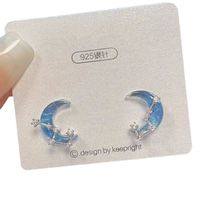 1 Pair Casual Simple Style Star Moon Bow Knot Asymmetrical Plating Inlay Alloy Rhinestones Pearl Ear Studs main image 4