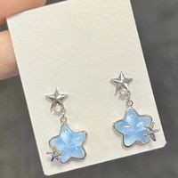 1 Pair Casual Simple Style Star Moon Bow Knot Asymmetrical Plating Inlay Alloy Rhinestones Pearl Ear Studs sku image 18