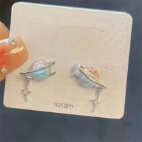1 Pair Casual Simple Style Star Moon Bow Knot Asymmetrical Plating Inlay Alloy Rhinestones Pearl Ear Studs sku image 19