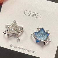 1 Pair Casual Simple Style Star Moon Bow Knot Asymmetrical Plating Inlay Alloy Rhinestones Pearl Ear Studs sku image 9