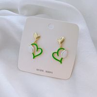 1 Pair Fairy Style Sweet Leaf Flower Spray Paint Inlay Imitation Pearl Alloy Opal Zircon Earrings sku image 8