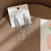 1 Pair Elegant Lady Tassel Heart Shape Bow Knot Inlay Metal Artificial Pearls Rhinestones Drop Earrings sku image 10