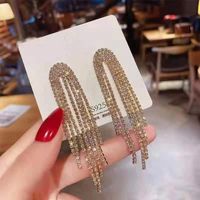 1 Pair Elegant Lady Tassel Heart Shape Bow Knot Inlay Metal Artificial Pearls Rhinestones Drop Earrings sku image 4