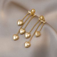 1 Pair Elegant Lady Tassel Heart Shape Bow Knot Inlay Metal Artificial Pearls Rhinestones Drop Earrings sku image 3