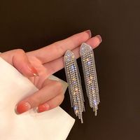 1 Pair Elegant Lady Tassel Heart Shape Bow Knot Inlay Metal Artificial Pearls Rhinestones Drop Earrings sku image 9