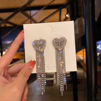 1 Pair Elegant Lady Tassel Heart Shape Bow Knot Inlay Metal Artificial Pearls Rhinestones Drop Earrings sku image 15