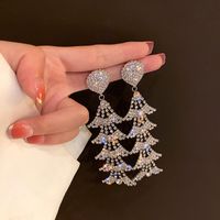 1 Pair Elegant Lady Tassel Heart Shape Bow Knot Inlay Metal Artificial Pearls Rhinestones Drop Earrings sku image 24