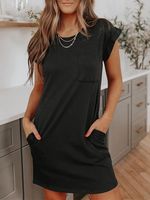 Women's T-shirt Short Sleeve T-shirts Pocket Casual Solid Color main image 4