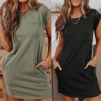Women's T-shirt Short Sleeve T-shirts Pocket Casual Solid Color main image 1