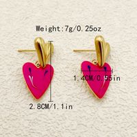 1 Pair Casual Elegant Sweet Heart Shape Enamel Plating 304 Stainless Steel 14K Gold Plated Ear Studs main image 2