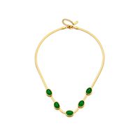 Elegant Retro Geometric Stainless Steel Plating Inlay Artificial Gemstones 18k Gold Plated Bracelets Earrings Necklace main image 5