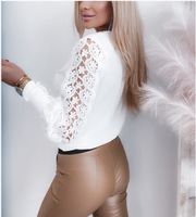 Women's Blouse Long Sleeve Blouses Lace Casual Sexy Solid Color main image 3