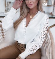 Women's Blouse Long Sleeve Blouses Lace Casual Sexy Solid Color main image 5