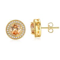 1 Pair Simple Style Commute Round Plating Inlay Copper Zircon Gold Plated Ear Studs sku image 4