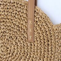 Women's Large Paper String Solid Color Vacation Round Open Straw Bag main image 2