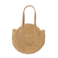 Women's Large Paper String Solid Color Vacation Round Open Straw Bag main image 3