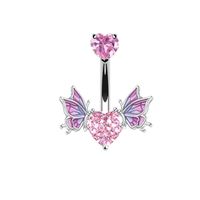 Streetwear Heart Shape Stainless Steel Plating Inlay Zircon Belly Ring main image 1