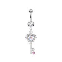 Streetwear Heart Shape Stainless Steel Plating Inlay Zircon Belly Ring main image 4