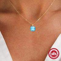 Simple Style Square Sterling Silver Plating Pendant Necklace main image 2