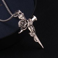201 Stainless Steel Zinc Alloy Gothic Punk Streetwear Plating Cross Rose Pendant Necklace main image 2