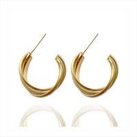 1 Pair Modern Style C Shape Plating Stainless Steel Earrings main image 2