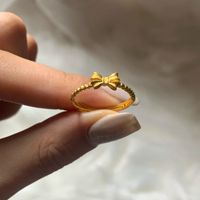 Simple Style Bow Knot Brass Plating Gold Plated Open Rings main image 5