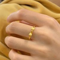 Simple Style Bow Knot Brass Plating Gold Plated Open Rings sku image 7