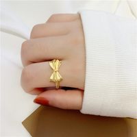 Simple Style Bow Knot Brass Plating Gold Plated Open Rings sku image 8