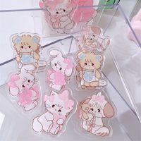 Cute  Acrylic Double-sided Pp Clip Good-looking Big Cat Family Hand Folder sku image 1